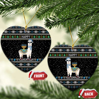Happy Hanukkah Llama Ceramic Ornament Funny Menorah for Jewish Holiday - Wonder Print Shop