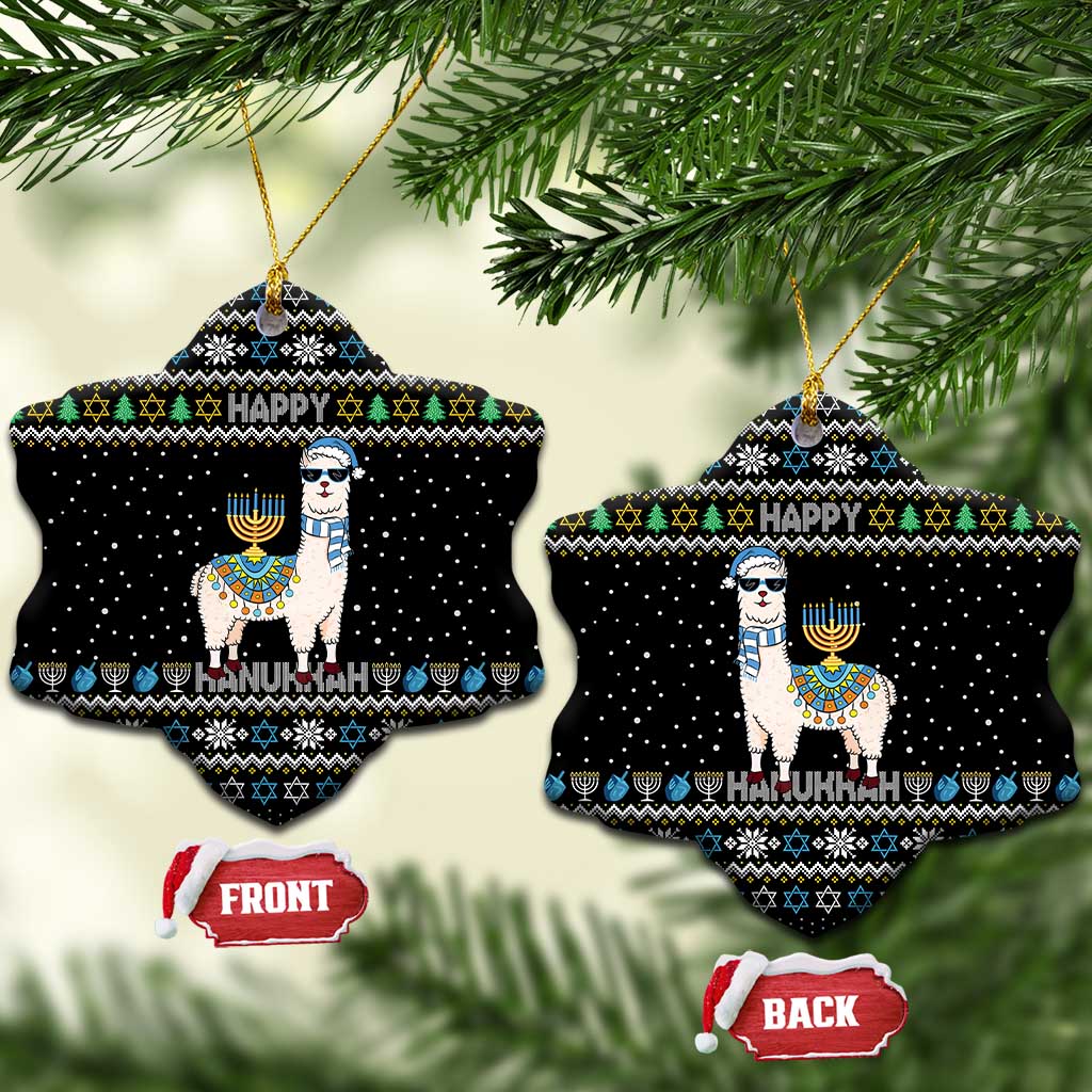 Happy Hanukkah Llama Ceramic Ornament Funny Menorah for Jewish Holiday - Wonder Print Shop