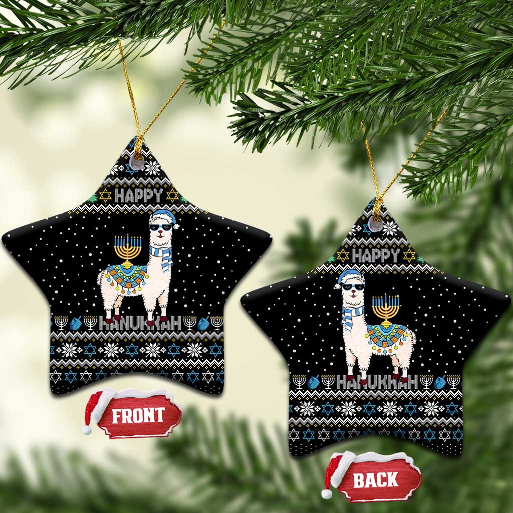 Happy Hanukkah Llama Ceramic Ornament Funny Menorah for Jewish Holiday - Wonder Print Shop