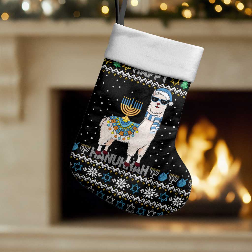 Happy Hanukkah Llama Christmas Stocking Funny Menorah for Jewish Holiday - Wonder Print Shop