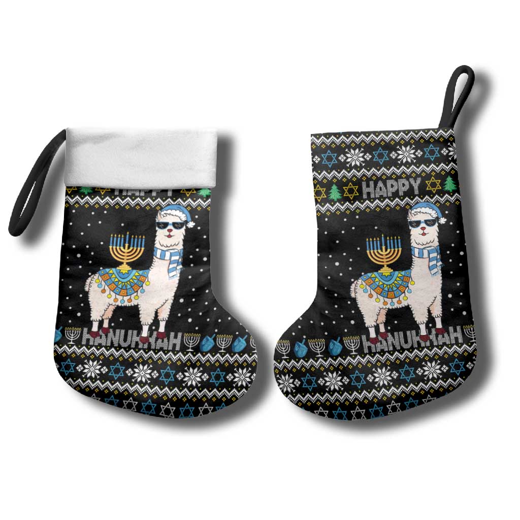 Happy Hanukkah Llama Christmas Stocking Funny Menorah for Jewish Holiday - Wonder Print Shop