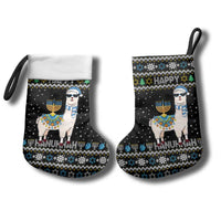 Happy Hanukkah Llama Christmas Stocking Funny Menorah for Jewish Holiday - Wonder Print Shop