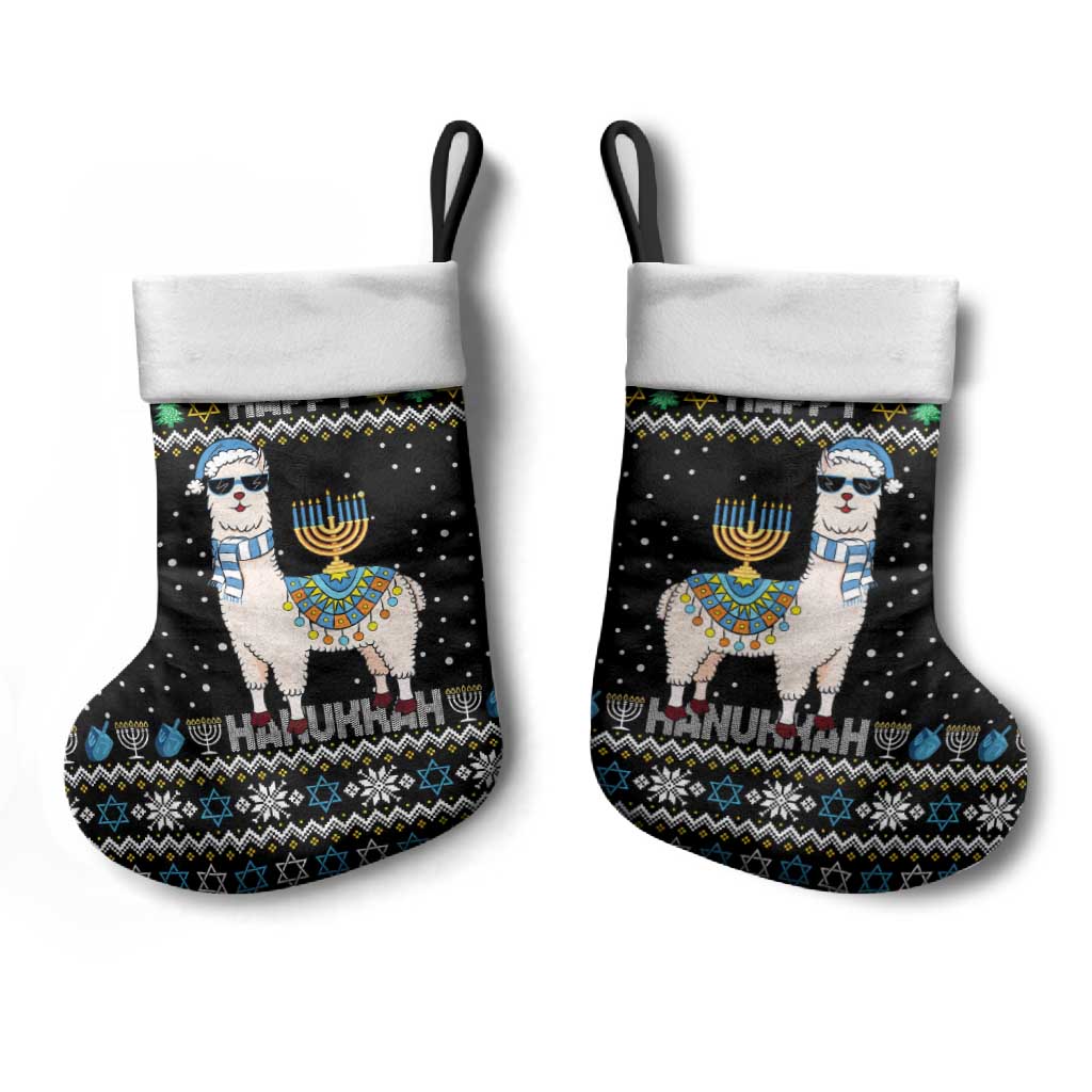 Happy Hanukkah Llama Christmas Stocking Funny Menorah for Jewish Holiday - Wonder Print Shop