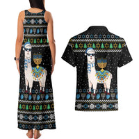 Happy Hanukkah Llama Couples Matching Tank Maxi Dress and Hawaiian Shirt Funny Menorah for Jewish Holiday - Wonder Print Shop