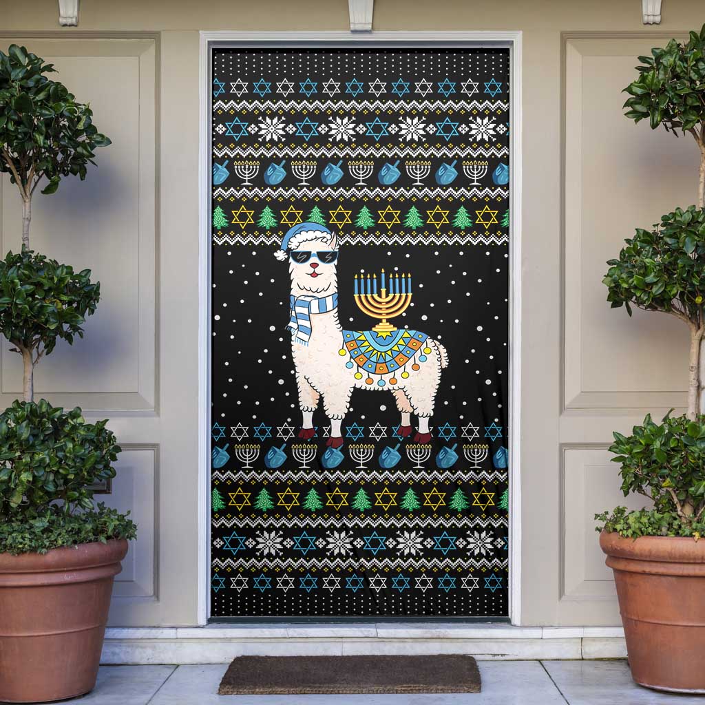 Happy Hanukkah Llama Door Cover Funny Menorah for Jewish Holiday - Wonder Print Shop