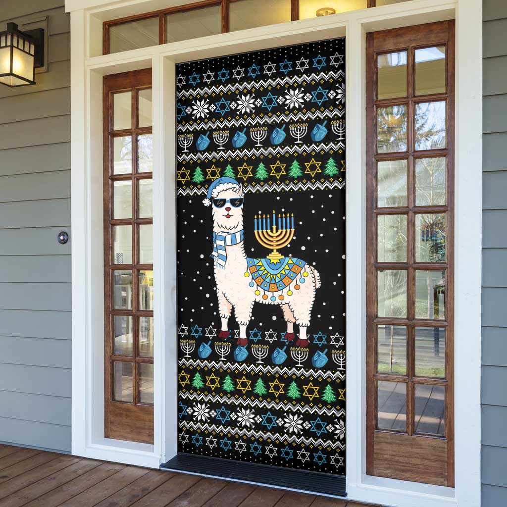 Happy Hanukkah Llama Door Cover Funny Menorah for Jewish Holiday - Wonder Print Shop