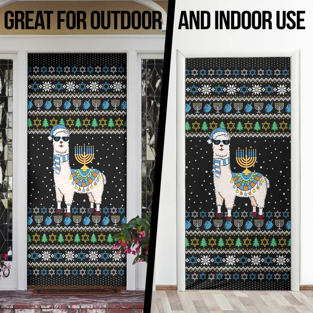 Happy Hanukkah Llama Door Cover Funny Menorah for Jewish Holiday - Wonder Print Shop