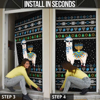 Happy Hanukkah Llama Door Cover Funny Menorah for Jewish Holiday - Wonder Print Shop