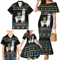Happy Hanukkah Llama Family Matching Mermaid Dress and Hawaiian Shirt Funny Menorah for Jewish Holiday - Wonder Print Shop
