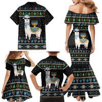 Happy Hanukkah Llama Family Matching Mermaid Dress and Hawaiian Shirt Funny Menorah for Jewish Holiday - Wonder Print Shop