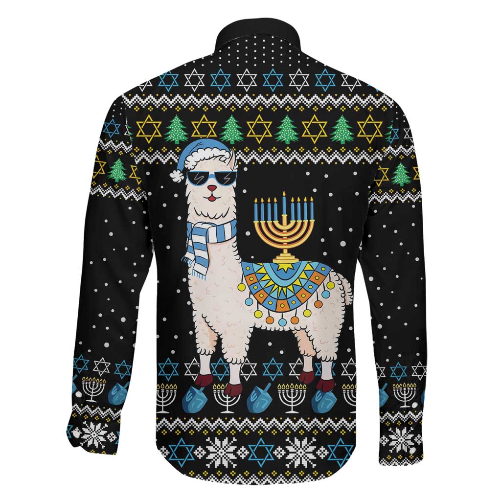 Happy Hanukkah Llama Family Matching Mermaid Dress and Hawaiian Shirt Funny Menorah for Jewish Holiday - Wonder Print Shop