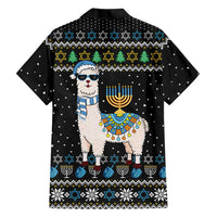 Happy Hanukkah Llama Family Matching Off Shoulder Maxi Dress and Hawaiian Shirt Funny Menorah for Jewish Holiday - Wonder Print Shop
