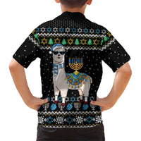 Happy Hanukkah Llama Family Matching Puletasi and Hawaiian Shirt Funny Menorah for Jewish Holiday - Wonder Print Shop