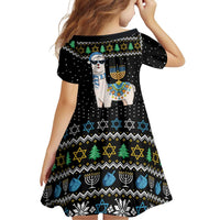 Happy Hanukkah Llama Family Matching Summer Maxi Dress and Hawaiian Shirt Funny Menorah for Jewish Holiday - Wonder Print Shop