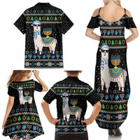 Happy Hanukkah Llama Family Matching Summer Maxi Dress and Hawaiian Shirt Funny Menorah for Jewish Holiday - Wonder Print Shop