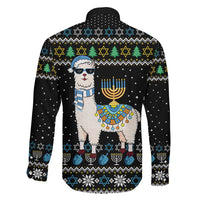 Happy Hanukkah Llama Family Matching Summer Maxi Dress and Hawaiian Shirt Funny Menorah for Jewish Holiday - Wonder Print Shop