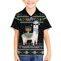Happy Hanukkah Llama Family Matching Summer Maxi Dress and Hawaiian Shirt Funny Menorah for Jewish Holiday - Wonder Print Shop