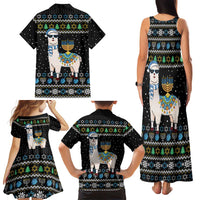 Happy Hanukkah Llama Family Matching Tank Maxi Dress and Hawaiian Shirt Funny Menorah for Jewish Holiday - Wonder Print Shop