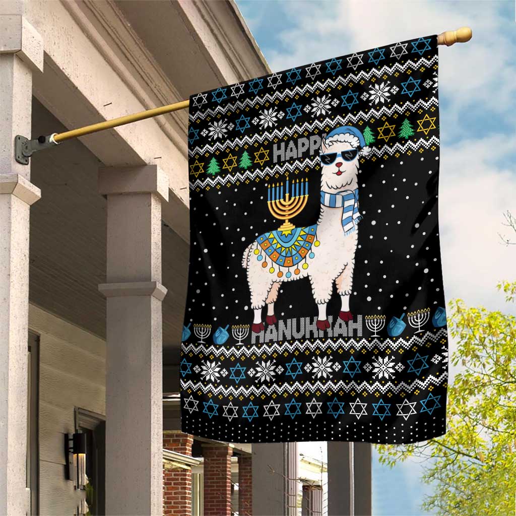 Happy Hanukkah Llama Garden Flag Funny Menorah for Jewish Holiday - Wonder Print Shop