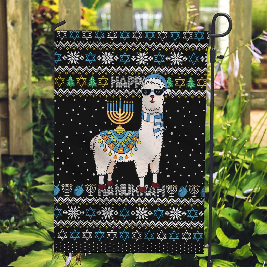 Happy Hanukkah Llama Garden Flag Funny Menorah for Jewish Holiday - Wonder Print Shop