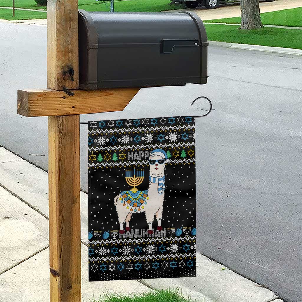 Happy Hanukkah Llama Garden Flag Funny Menorah for Jewish Holiday - Wonder Print Shop