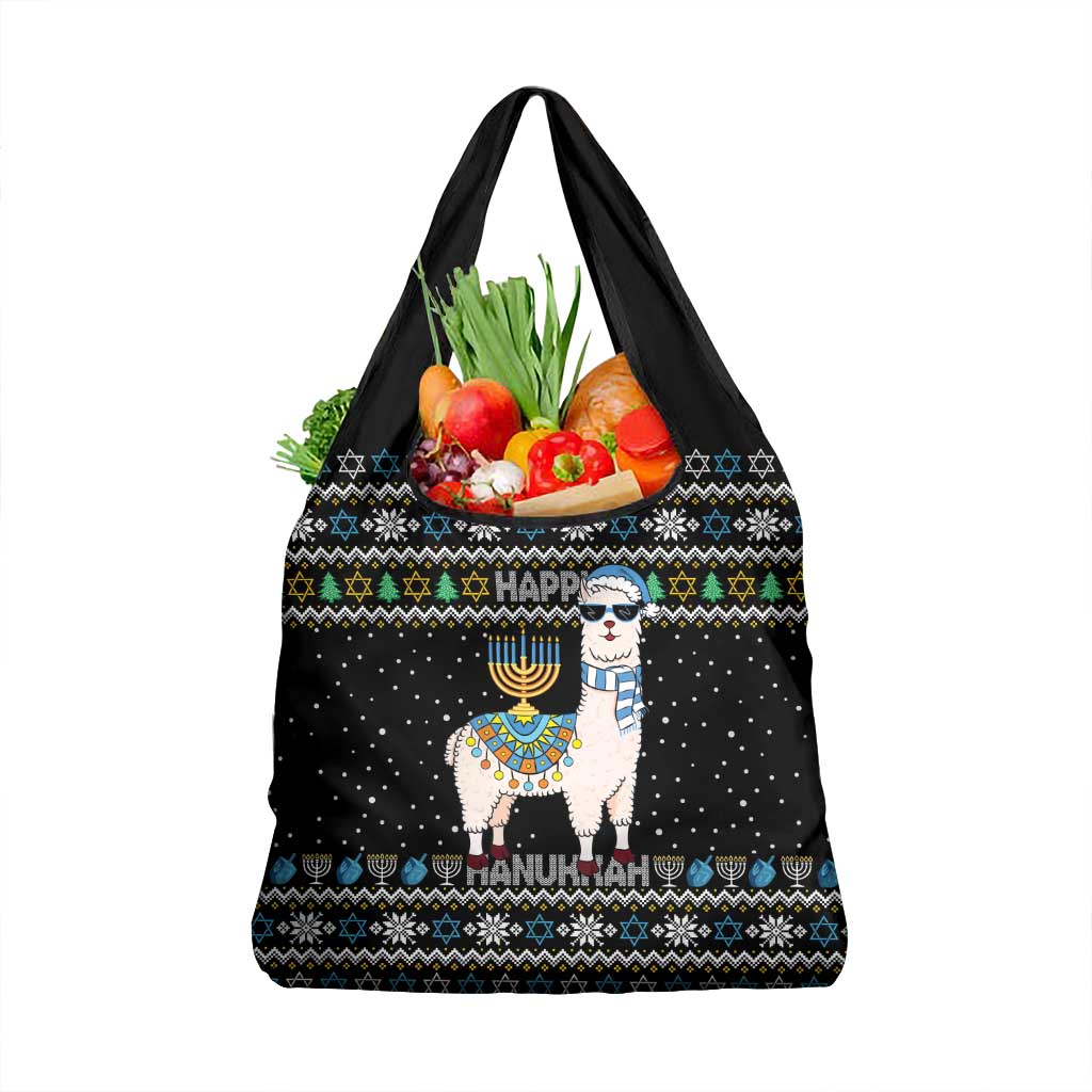 Happy Hanukkah Llama Grocery Bag Funny Menorah for Jewish Holiday - Wonder Print Shop