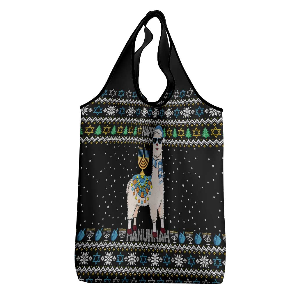 Happy Hanukkah Llama Grocery Bag Funny Menorah for Jewish Holiday - Wonder Print Shop