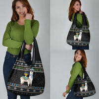 Happy Hanukkah Llama Grocery Bag Funny Menorah for Jewish Holiday - Wonder Print Shop