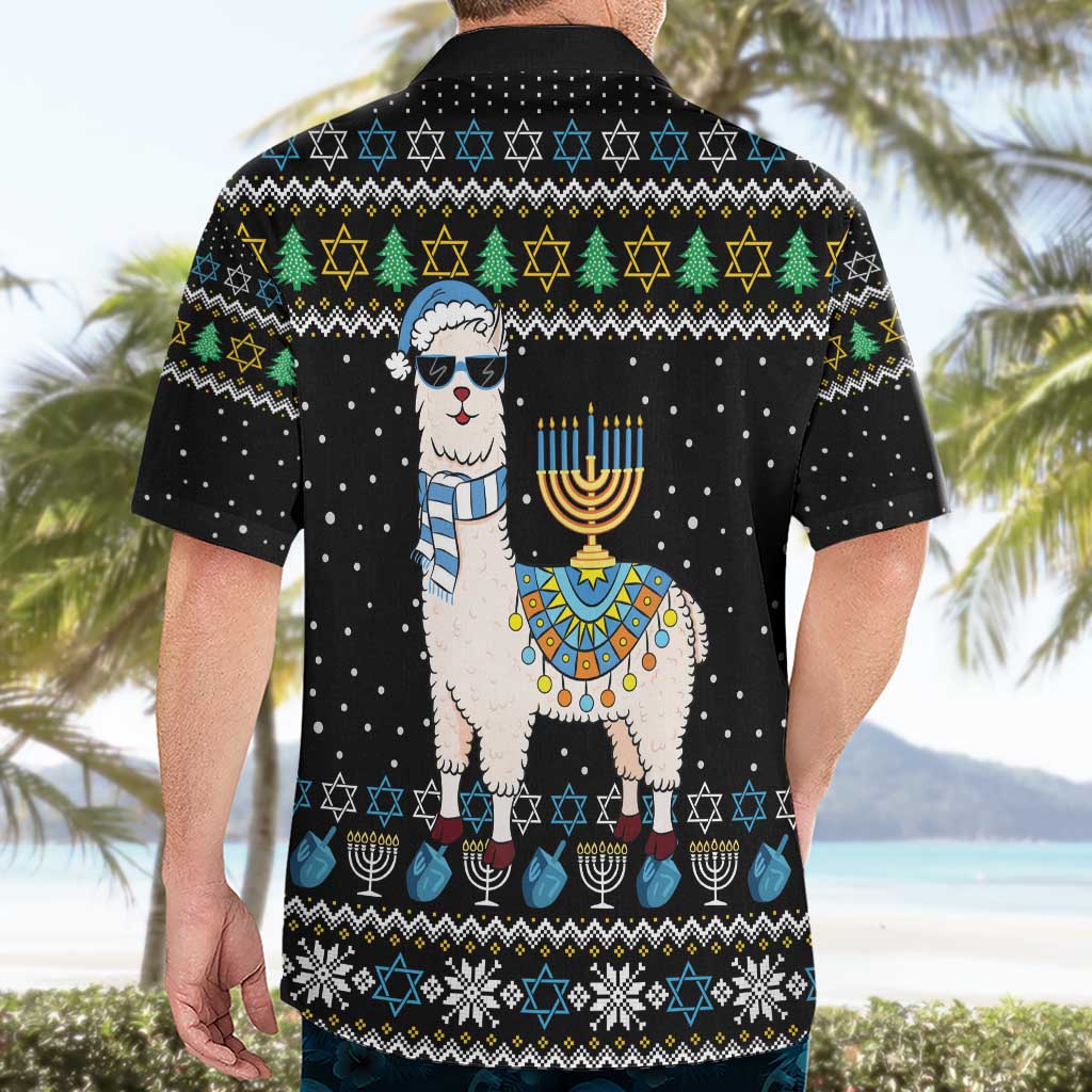 Happy Hanukkah Llama Hawaiian Shirt Funny Menorah for Jewish Holiday - Wonder Print Shop