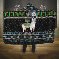 Happy Hanukkah Llama Hooded Blanket Funny Menorah for Jewish Holiday - Wonder Print Shop