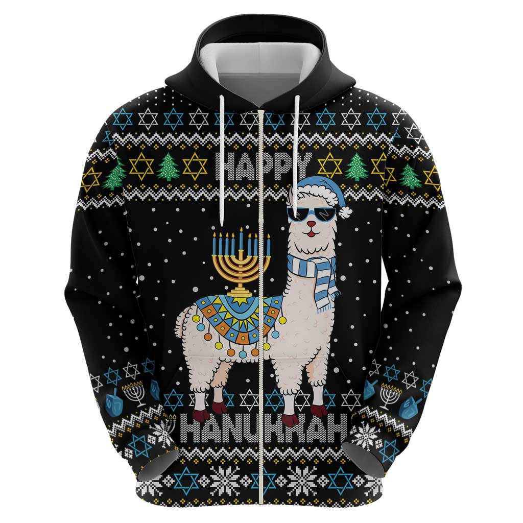 Happy Hanukkah Llama Hoodie Funny Menorah for Jewish Holiday - Wonder Print Shop