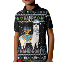 Happy Hanukkah Llama Kid Polo Shirt Funny Menorah for Jewish Holiday - Wonder Print Shop