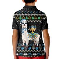 Happy Hanukkah Llama Kid Polo Shirt Funny Menorah for Jewish Holiday - Wonder Print Shop