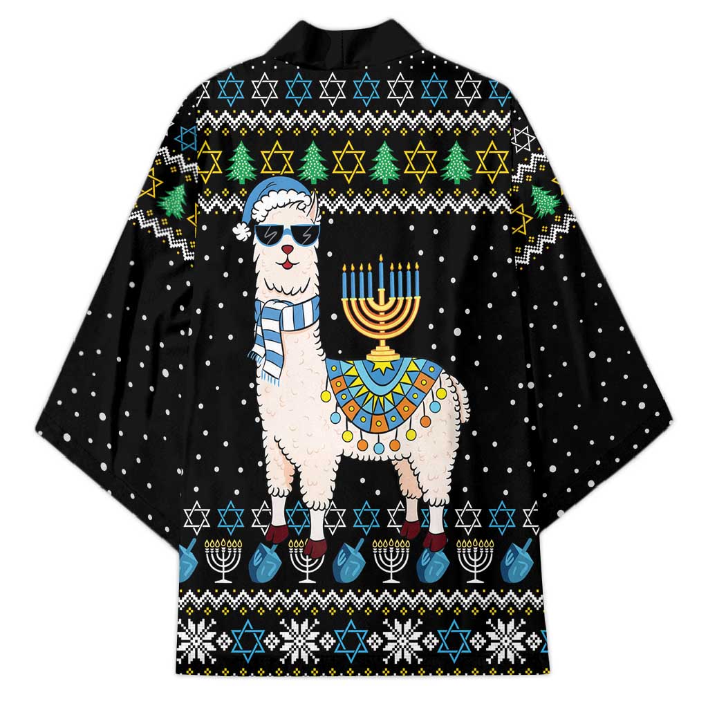 Happy Hanukkah Llama Kimono Funny Menorah for Jewish Holiday - Wonder Print Shop