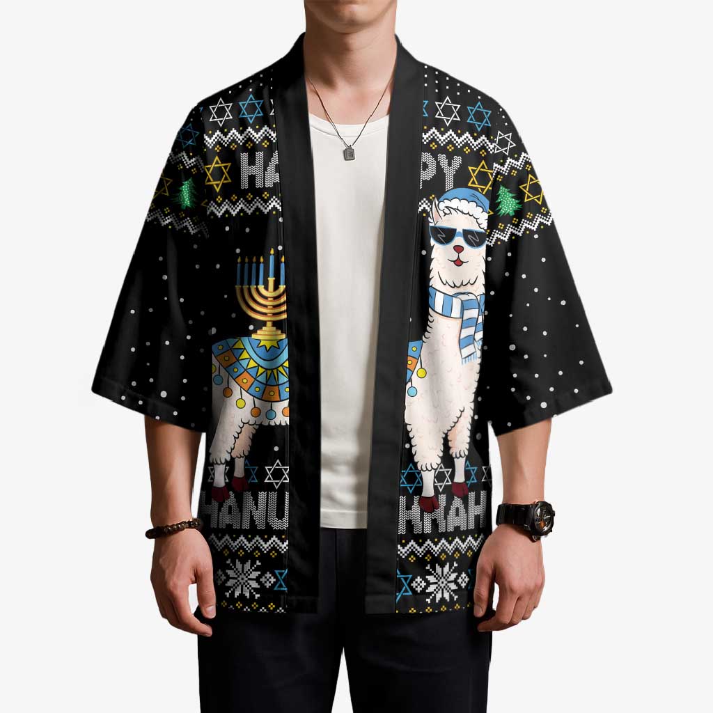 Happy Hanukkah Llama Kimono Funny Menorah for Jewish Holiday - Wonder Print Shop
