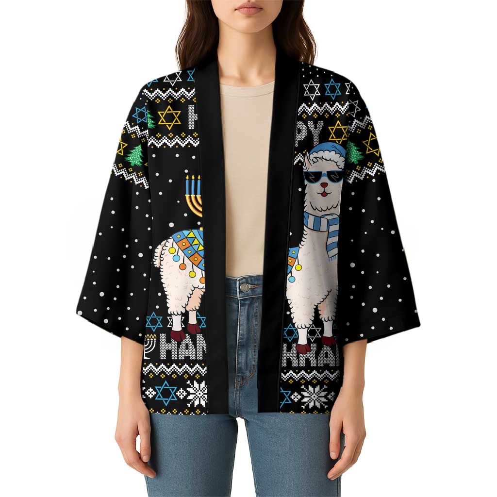 Happy Hanukkah Llama Kimono Funny Menorah for Jewish Holiday - Wonder Print Shop