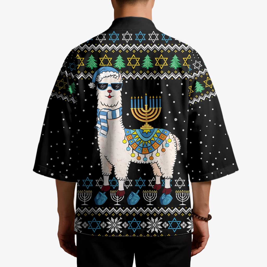 Happy Hanukkah Llama Kimono Funny Menorah for Jewish Holiday - Wonder Print Shop