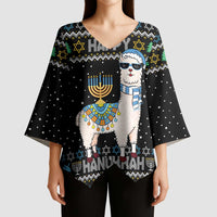 Happy Hanukkah Llama Kimono Sleeve Blouse Funny Menorah for Jewish Holiday - Wonder Print Shop