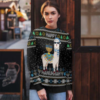 Happy Hanukkah Llama Ugly Christmas Sweater Funny Menorah for Jewish Holiday - Wonder Print Shop