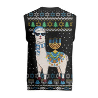 Happy Hanukkah Llama Christmas Knitted V-Neck Vest Funny Menorah for Jewish Holiday - Wonder Print Shop