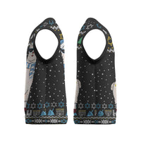 Happy Hanukkah Llama Christmas Knitted V-Neck Vest Funny Menorah for Jewish Holiday - Wonder Print Shop