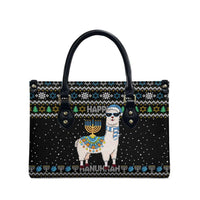 Happy Hanukkah Llama Leather Bag Funny Menorah for Jewish Holiday - Wonder Print Shop