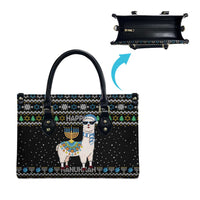 Happy Hanukkah Llama Leather Bag Funny Menorah for Jewish Holiday - Wonder Print Shop