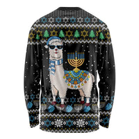 Happy Hanukkah Llama Long Sleeve Shirt Funny Menorah for Jewish Holiday - Wonder Print Shop