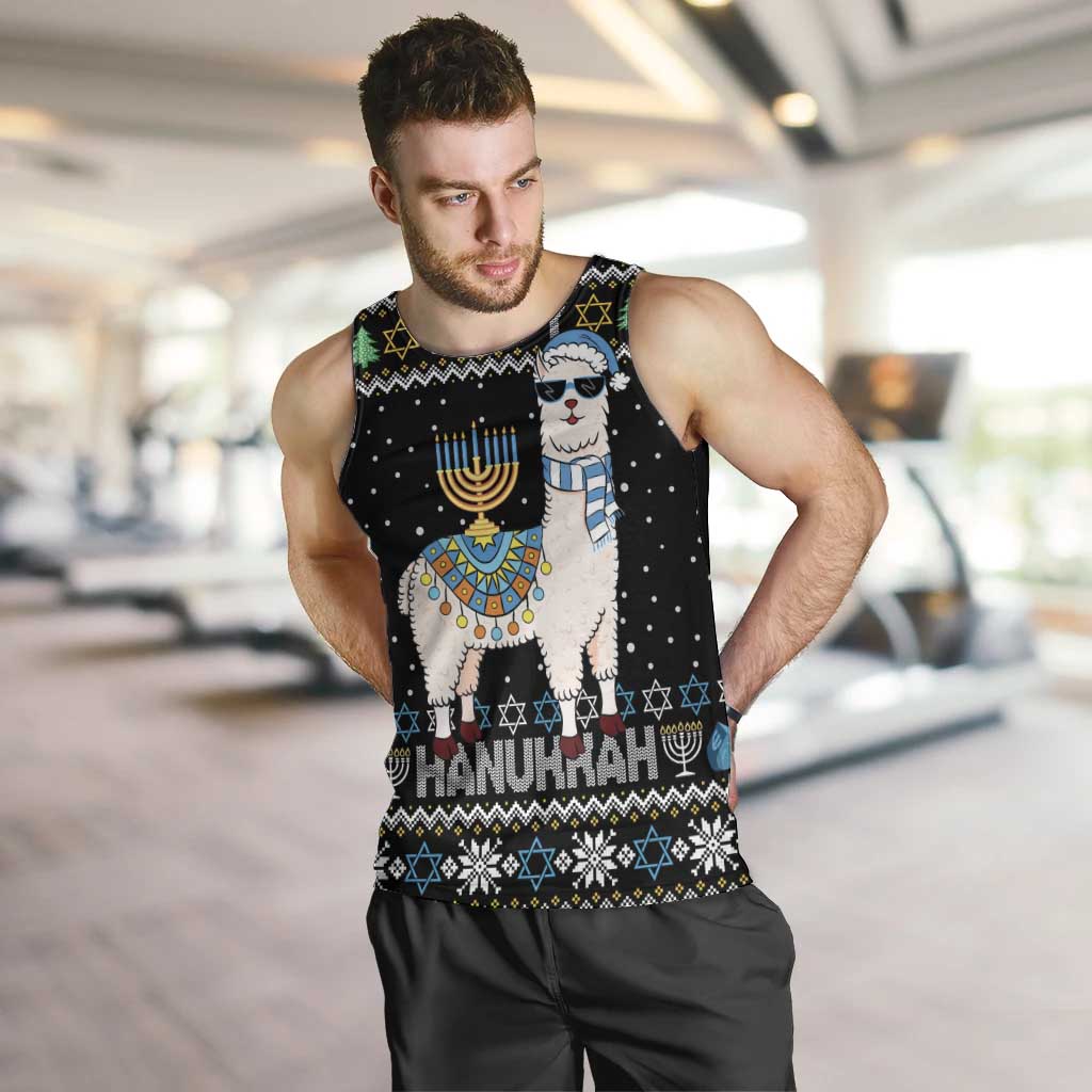 Happy Hanukkah Llama Men Tank Top Funny Menorah for Jewish Holiday - Wonder Print Shop