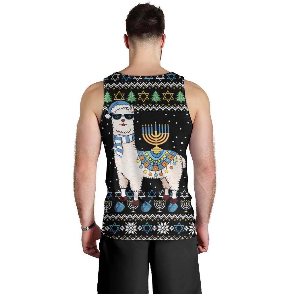 Happy Hanukkah Llama Men Tank Top Funny Menorah for Jewish Holiday - Wonder Print Shop
