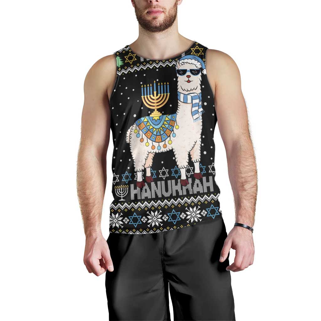 Happy Hanukkah Llama Men Tank Top Funny Menorah for Jewish Holiday - Wonder Print Shop