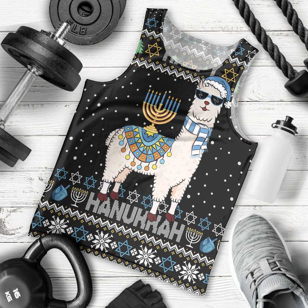 Happy Hanukkah Llama Men Tank Top Funny Menorah for Jewish Holiday - Wonder Print Shop