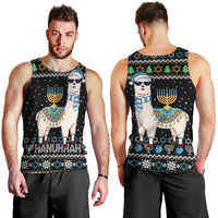 Happy Hanukkah Llama Men Tank Top Funny Menorah for Jewish Holiday - Wonder Print Shop