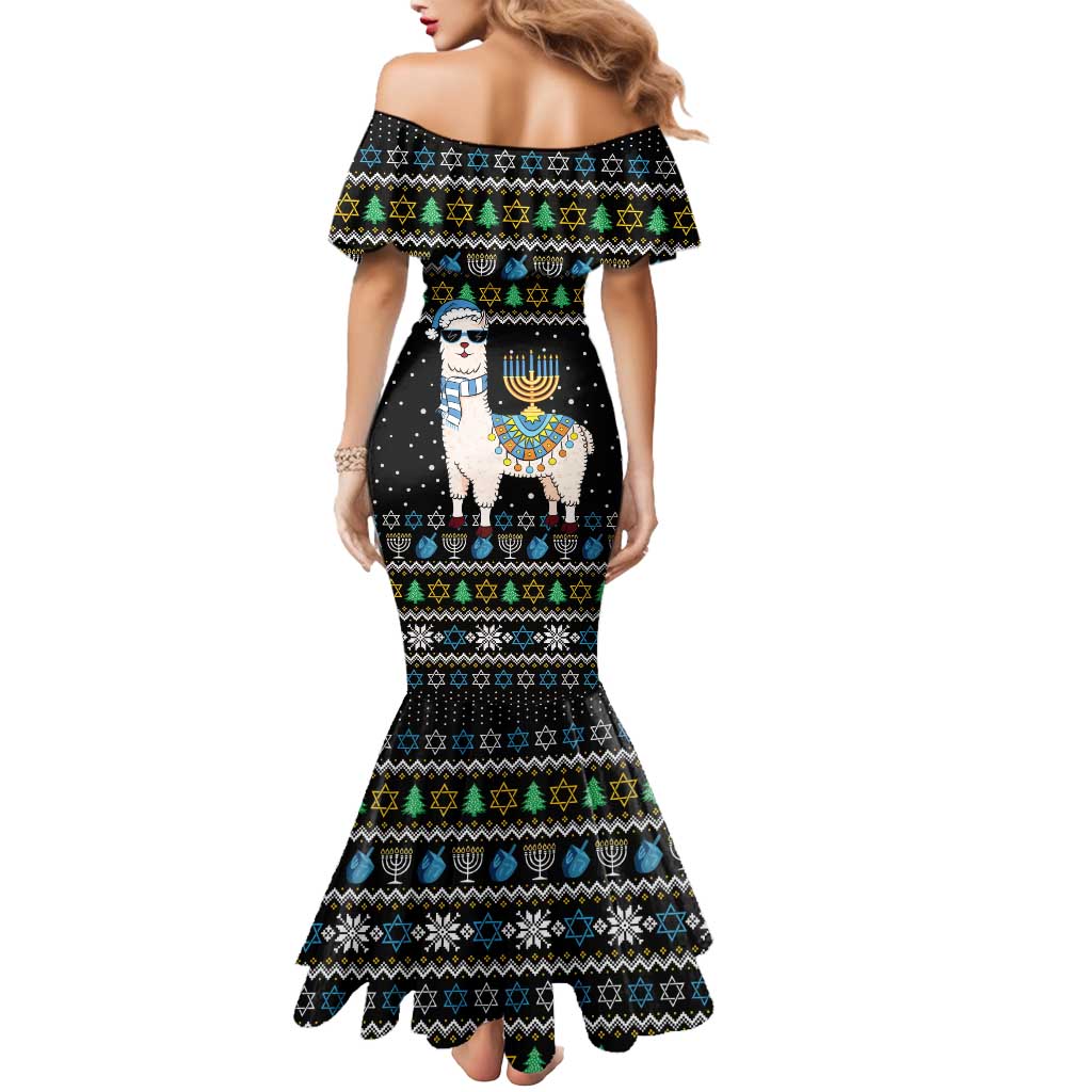 Happy Hanukkah Llama Mermaid Dress Funny Menorah for Jewish Holiday - Wonder Print Shop